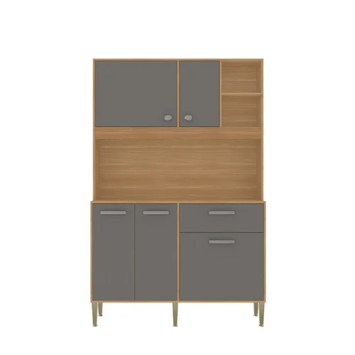 Kit Cozinha 5 Portas 1 Gaveta 2539 Freijó Gris 8977 - Kits Paraná